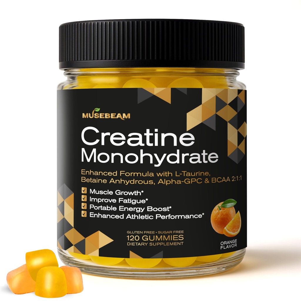 Creatinmonohydrat 5000mg Supplement Gummies - med L- Taurine betain Vandfri Alpha- GPC BCAA 2: 1: 1 - Sugar- Free Gluten Gratis for mænd Kvinder