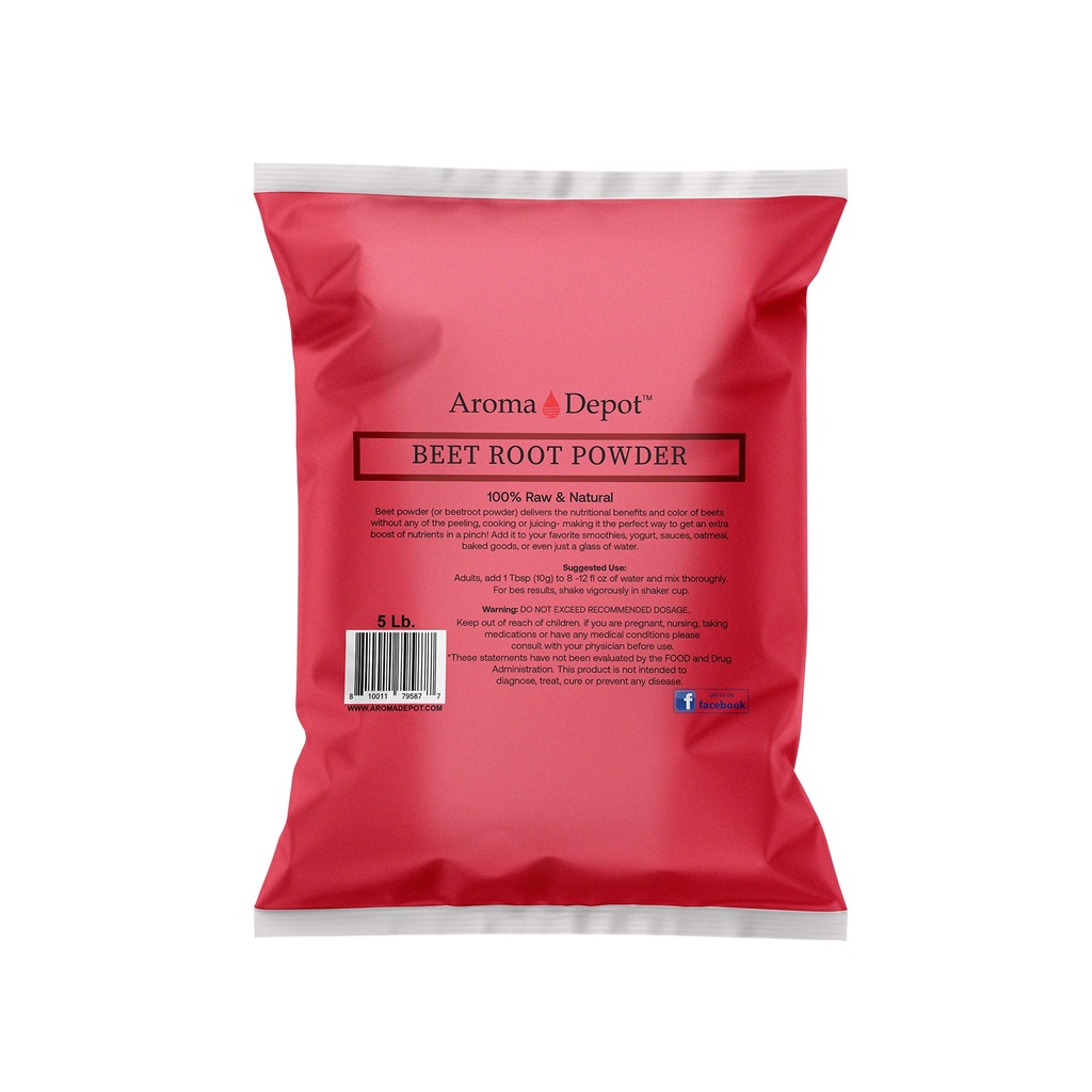 Beet Root Powder 5 lb. af Aroma Depot Raw & Non- GMO I Vegan & Gluten Free I nitrogenoxid Booster I Boost Stamina og øger energi I immunsystem Booster I 100% Natural