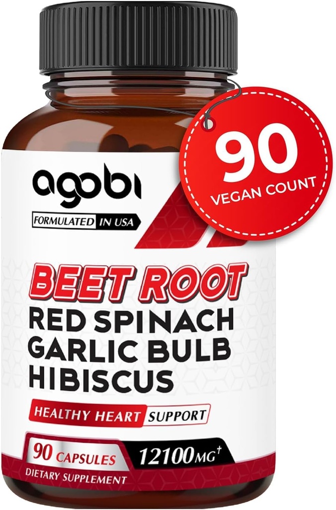 5in1 Beet Root Kapsler - Tilføjet med rød spinat, Økologisk hvidløg Bulb, Hibiscus & Black Pepper - Støtte til energiproduktion, immunsystem & fordøjelsessygdomme - 90 Vegansk Kapsler