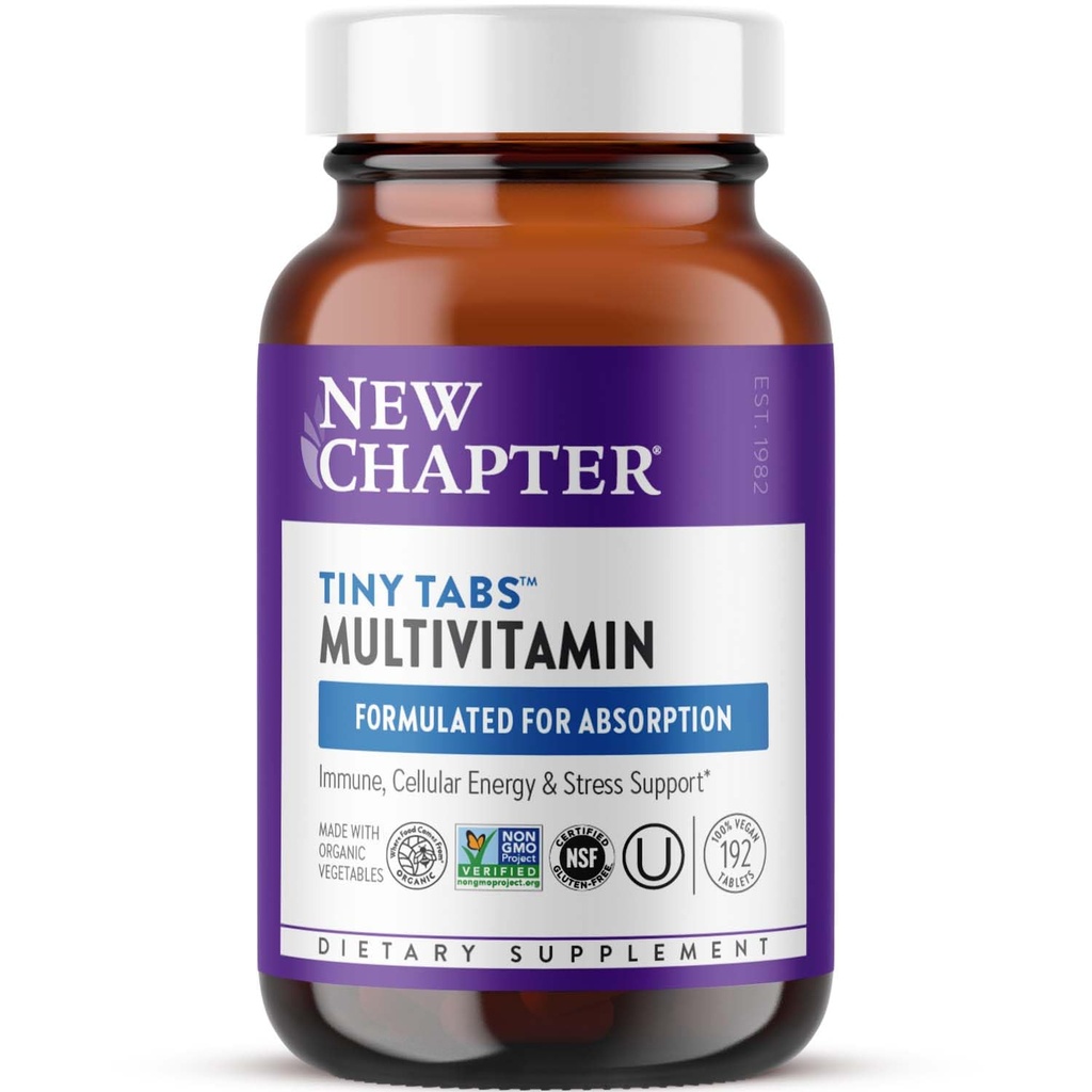 Nyt kapitel Tiny Tabs Multivitamin med 20 + næringsstoffer til immun, cellulær energi & stress support, herunder vitamin D3 + B vitaminer, 192 Tæl