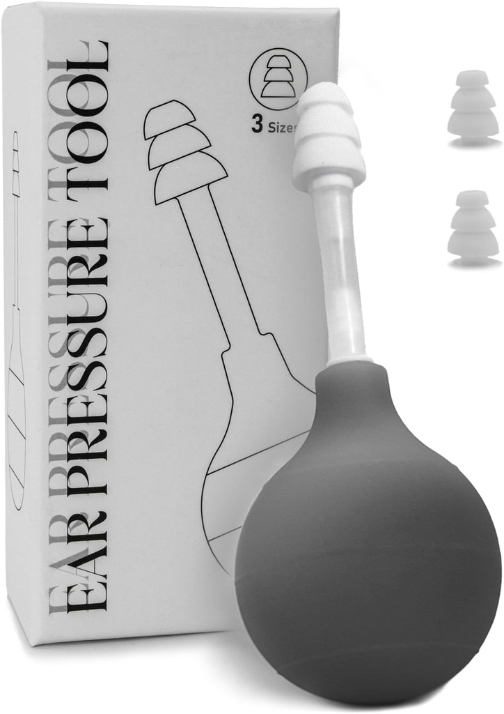 Natural Ear Pressure Relief Device, Migræne Relief Products through Inner Ear Pressure, Airplane Ear Ache Pain Relief Suction Device for Flying (Gray)