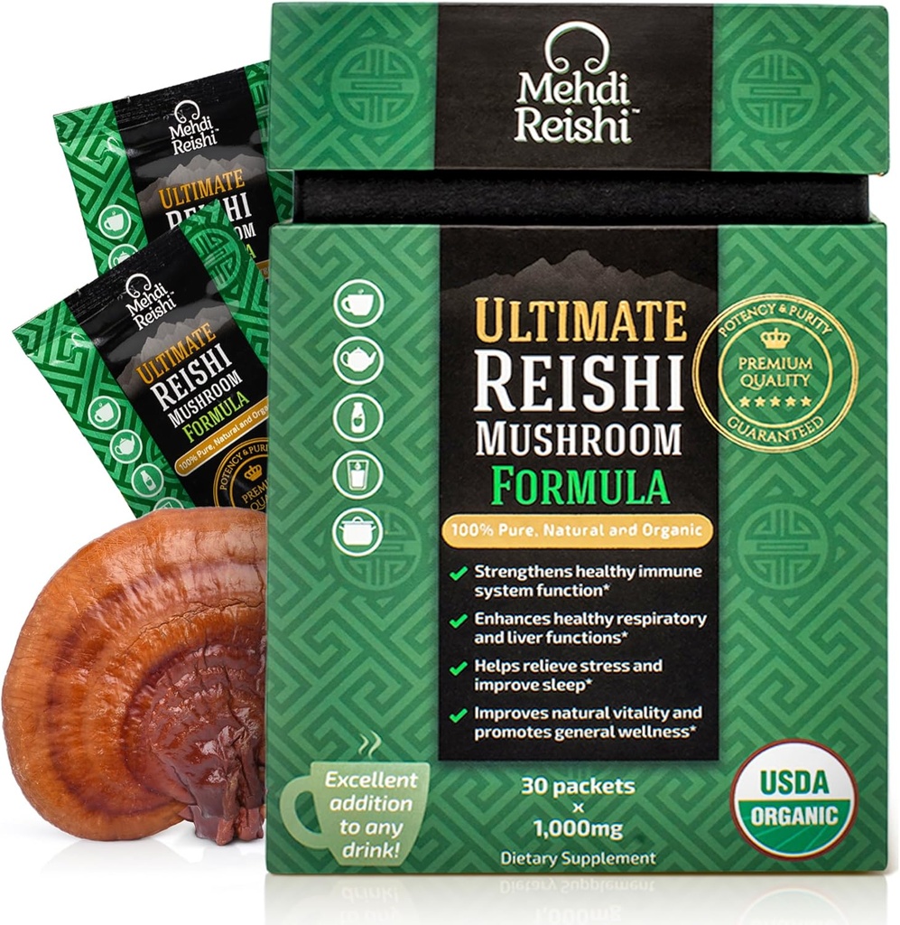 Ultimate Reishi Mushroom Formel - 30 Servering -100% Pure, Premium og Organic Reishi Extract og Sporer Powder - Ganoderma Lucidum, Lingzhi - High Potency Powder (30 Bedste)