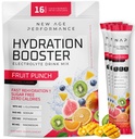 New Age Performance Hydration Pakker, Elektrolyter pulver, Flydende Enhancer til Dehydrering Relief, L- Glutamin Aminosyrer til muskeltræning Inddrivelse, Sukker Free & 0 Calorie, 16 sticks (Fruit Punch)