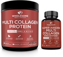 Grossic Wellness Multi Collagen Protein Powder Hydrolyzed (Type I II III V X) + Super- Absorb Multi Collagen Pills (Type I II III V X) Bundle