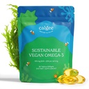 Calgee Vegan Omega 3- 450 mg DHA & EPA fedtsyrer - Sustainable Algae Oil - Plantbaserede fisk olie alternativ - Carrageenan- Free Softgels (60 Ct)