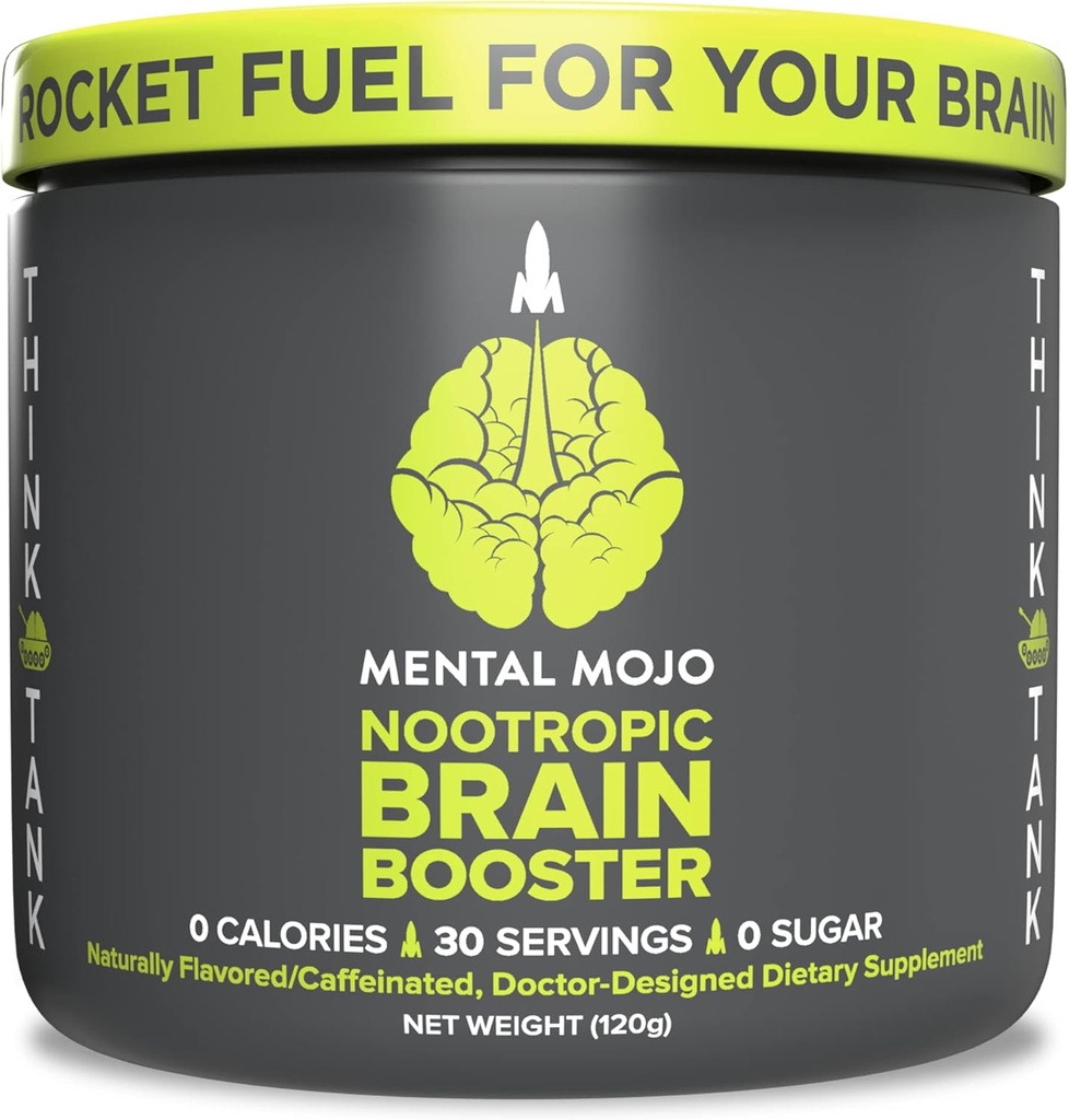 Nootrop Brain Booster (30 Servere) Nootrop Drink Mix & Brain Supplement - understøtter energi, Focus & Memory - nul kalorier, sukker fri - Kiwi Jordbær
