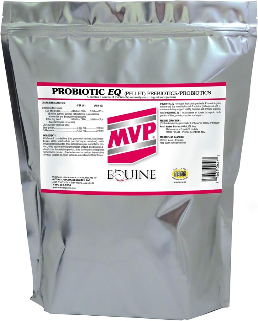 MVP Probiotisk EQ (10lb) for sund fordøjelsesevne og immunfunktion i heste