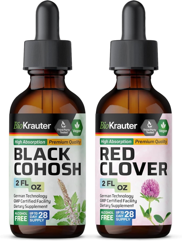 BIO KRAUTER Black Cohosh Tinktur 2 Fl. Oz. & Red Clover Tinktur 2 Fl. Oz.