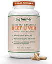 Ultra Human Big Farmer Grass- Fed & Færdiggjort oksekød leverkapsler - 180 Ct, Understøtter energi, Detox, fordøjelse & Immunitet, Non- GMO udtørret oksekød orgel supplement til leversundhed & Full- Body Wellness