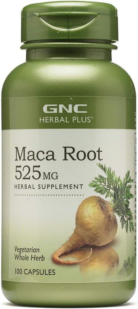 GNC Herbal Plus Maca Root 525mg, Understøtter Vitality, 100 kapsler