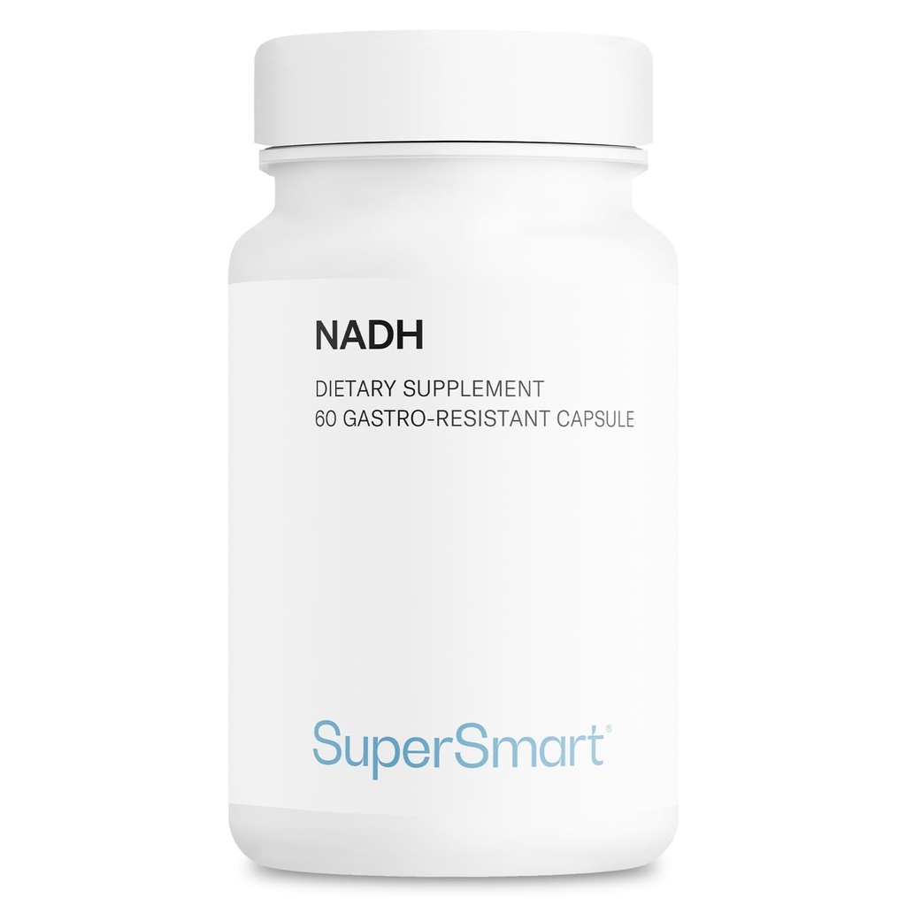 Supersmart - NADH 5mg per dag (Reduceret nicotinamid Adenine Dinucleotid) - NADH supplement - Energy Pills against 124; Non- GMO & Gluten Free - 60 forsinkede frigivelseskapsler