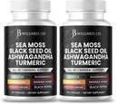 Sea Moss Black Seed Oil Ashwagandha Turmerisk Bladerwrack Burdock - med Manuka, Honning Mælkebøtte, ACV Black Pepper Gluten Free- 120 Greve