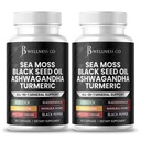 Sea Moss Black Seed Oil Ashwagandha Turmerisk Bladerwrack Burdock - med Manuka, Honning Mælkebøtte, ACV Black Pepper Gluten Free- 120 Greve