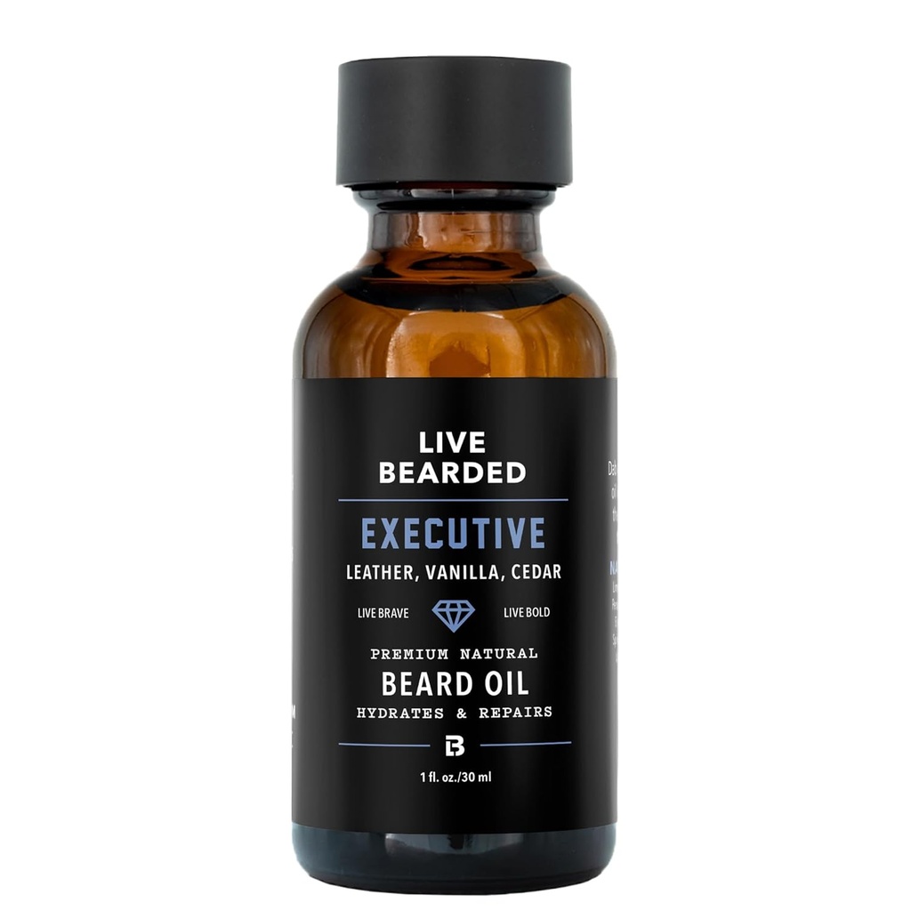 Levende Bearded Beard Oil, 1 fl oz - Premium All- Natural Jojoba - Lavet i USA - Hår og hudpleje for mænd med tørre, Flaky Patches