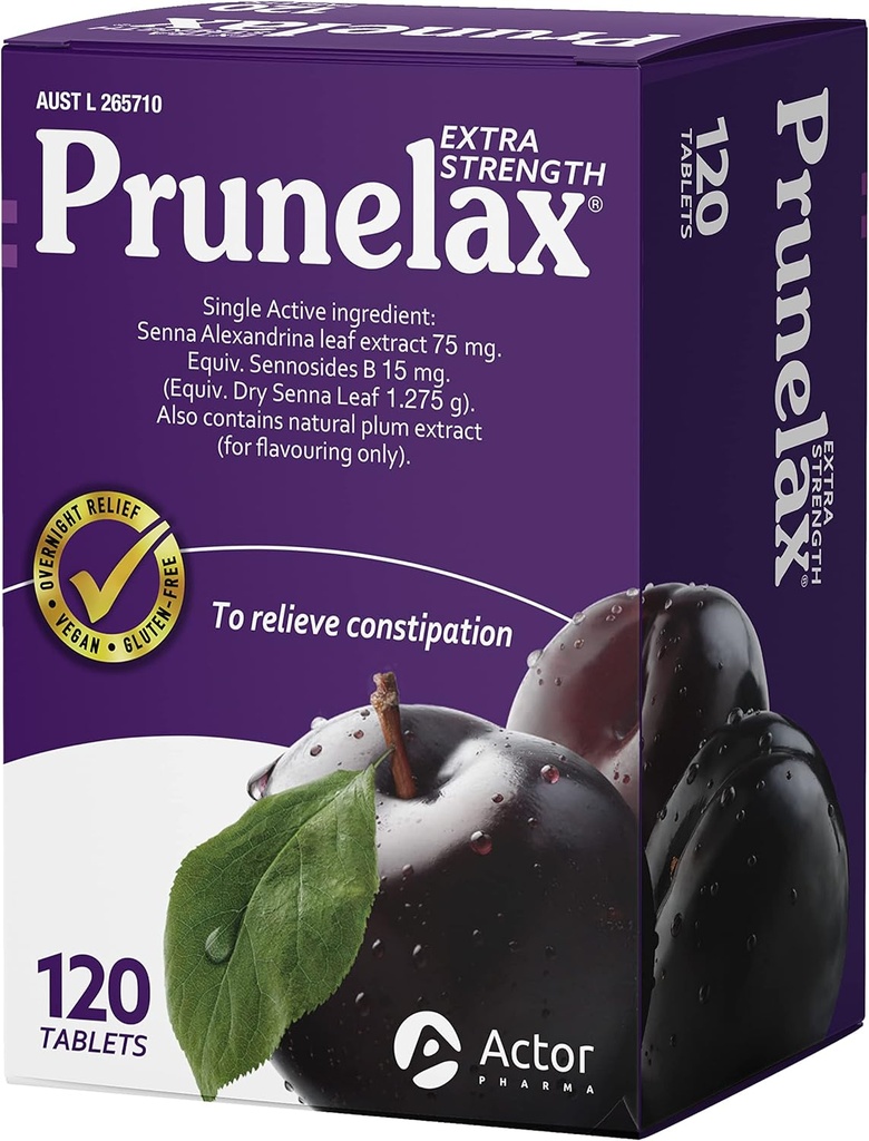 Prunelax tabletter - Ekstra styrke naturlige laxative supplement indeholder høj styrke senna for Forstoppelse Relief & gendanne normal tarm Motion- 120 tabletter