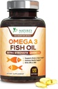 Omega 3 Fish Oil 2400 mg - Triple Strength EPA & DHA Fedtsyrer til hjerte, hjerne og fælles støtte - Wild-fanget, Burplesh, Lemon Flavor Supplement - Natural, non-GMO, Gluten- Free - 120 Softgels