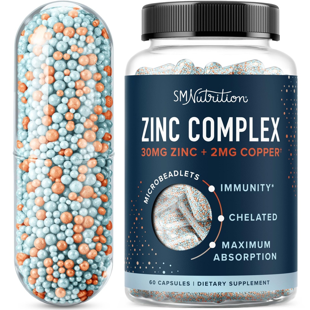 Zink supplement microlets med kobber til immunsupport124; stærkt Absorbable Zink Bisglycinate & Oroter med 2 mg chelateret kobber + Vitamin B6 Budd124; Vegan, Gluten- Free