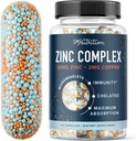 Zink supplement microlets til immunforsvar & Acne Support; Meget Absorbable Zink Bisglycinate & Oroter med 2 mg chelateret kobber + vitamin B6 Budd124; Vegan, Gluten- Free Budding 124; 60 kapsler (2 måneder Tilførsel)