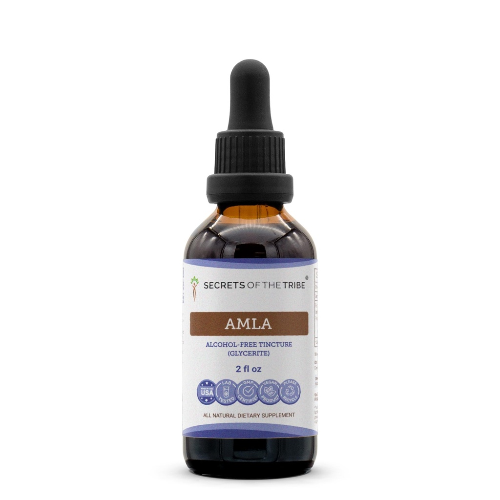 Secrets of the Tribe Amla Tincture Alcohol- Free Extract, Amla (Empilica Officinalis) Tørret frugt 2 oz