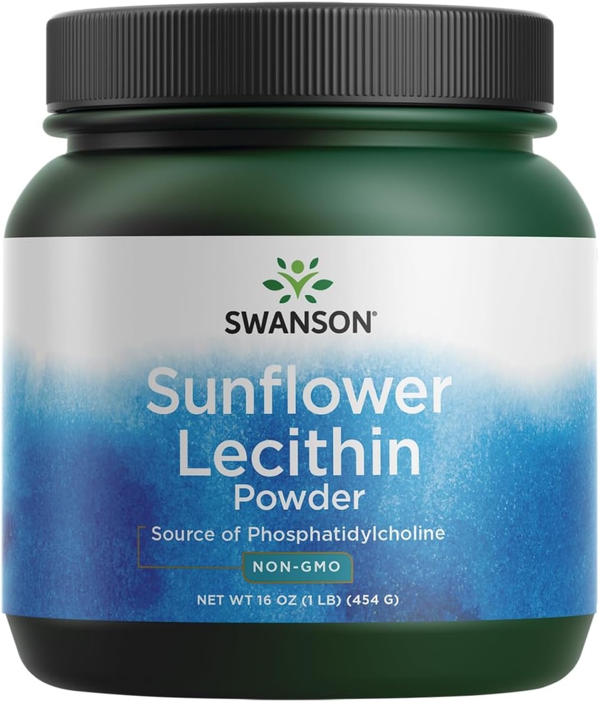 Swanson Solsikke Lecithin Hjerne Sundhed Nervesystemet Støtte Non- GMO Soy- Free Vegetarian 16 oz (1lb) 454 Gram pulver