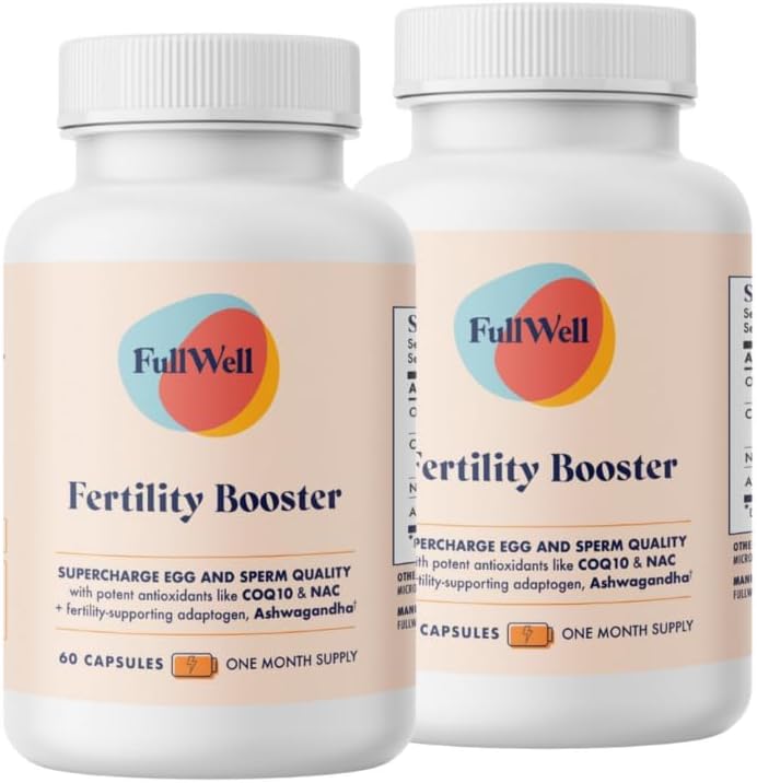 FullWell Fertilitet Booster for mænd & kvinder i 124; Conception Support for Sund Ægkvalitet, Sperm Motilitet og Styrke i 124; Dietitian- Formuleret • 124; Ashwagandha, CoQ10 & NAC, 3. part Testet, 60 Serveringer
