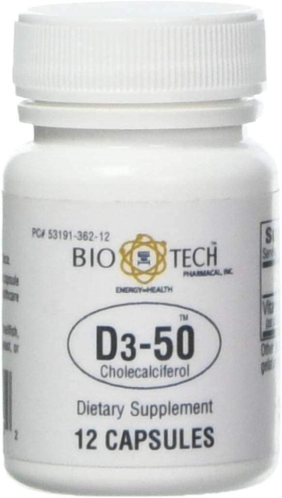 Bio- Tech Pharmacal Vitamin D3 (D3- 50 50k IE, 12 Tæl)