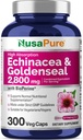 NusaPure Echinacea Goldenseal 200mg, (ekstrakt 10: 1, svarende til 2.000mg), 200mg, (ekstrakt 4: 1, svarende til 800mg) - 2800mg 300 Veggie Caps (vegetarisk, non- GMO, Vegan)