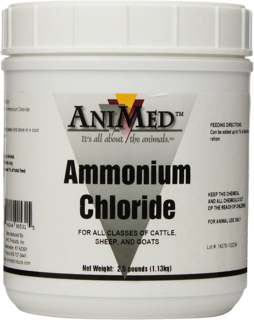 AniMed Powder 99,9-Procent Ammonium Chlorid til Heste Hunde Katte Køer Får og Geder, 2,5-Pund...