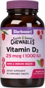 Bluebonnet Nutrition EarthSweet Vitamin D3 1000IE - Bone & immunsupport - Hindbær Chewable D-vitamin supplement til kvinder & mænd - Soy- Free, Gluten- Free, Non- GMO - 90 tabletter