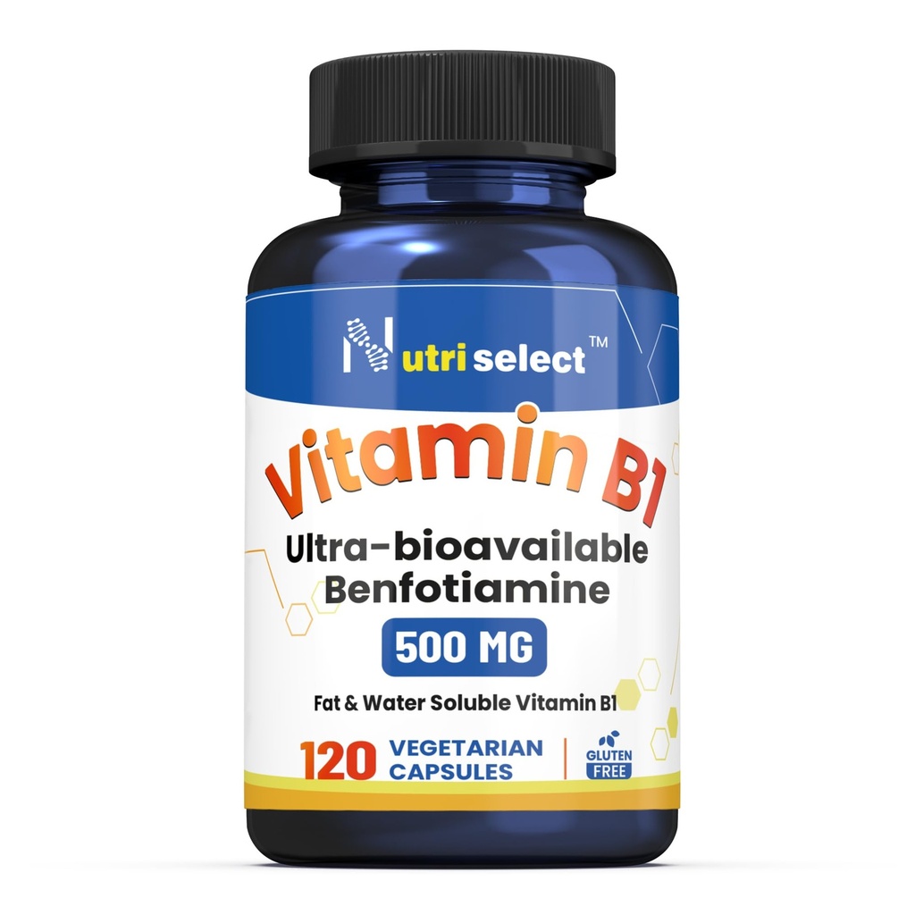 vitamin B1 500MG, 120 kapsler, ikke- GMO, Vegan, Gluten Free, Benfotiamin