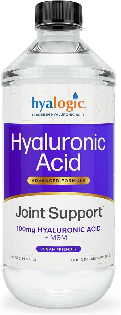 Hyalogisk Hyaluronsyre Fælles Support Supplement (12 oz) - Avanceret formel Fælles Supplement - MSM & 100 mg Hyaluronsyre Kosttilskud - Fælles Kosttilskud for kvinder og mænd for samlet fælles sundhed