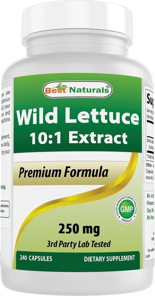 Bedste Naturals Wild Salat 10: 1 Extract 250 mg - 240 Kapsler