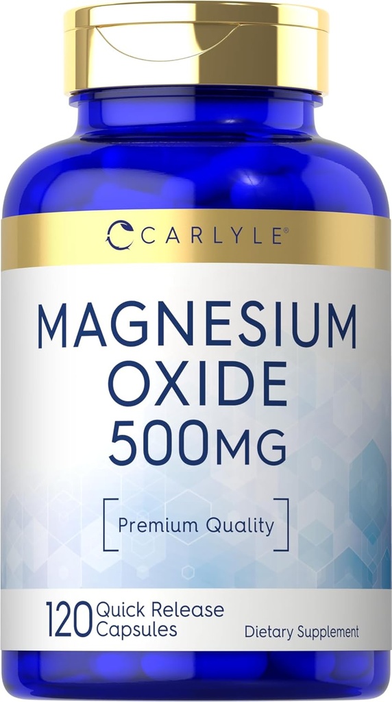 Carlyle Magnesium Oxide 500 mg • 124; 120 Kapsler • 124; Premium Quality • 124; Non- GMO og Gluten Free Supplement