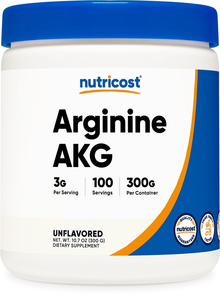 Nutricost Arginin AKG Powder 300 Bedste (AAKG) - 3G Per Servering & 100 Servering - Pure Arginin Alpha Ketoglutarat