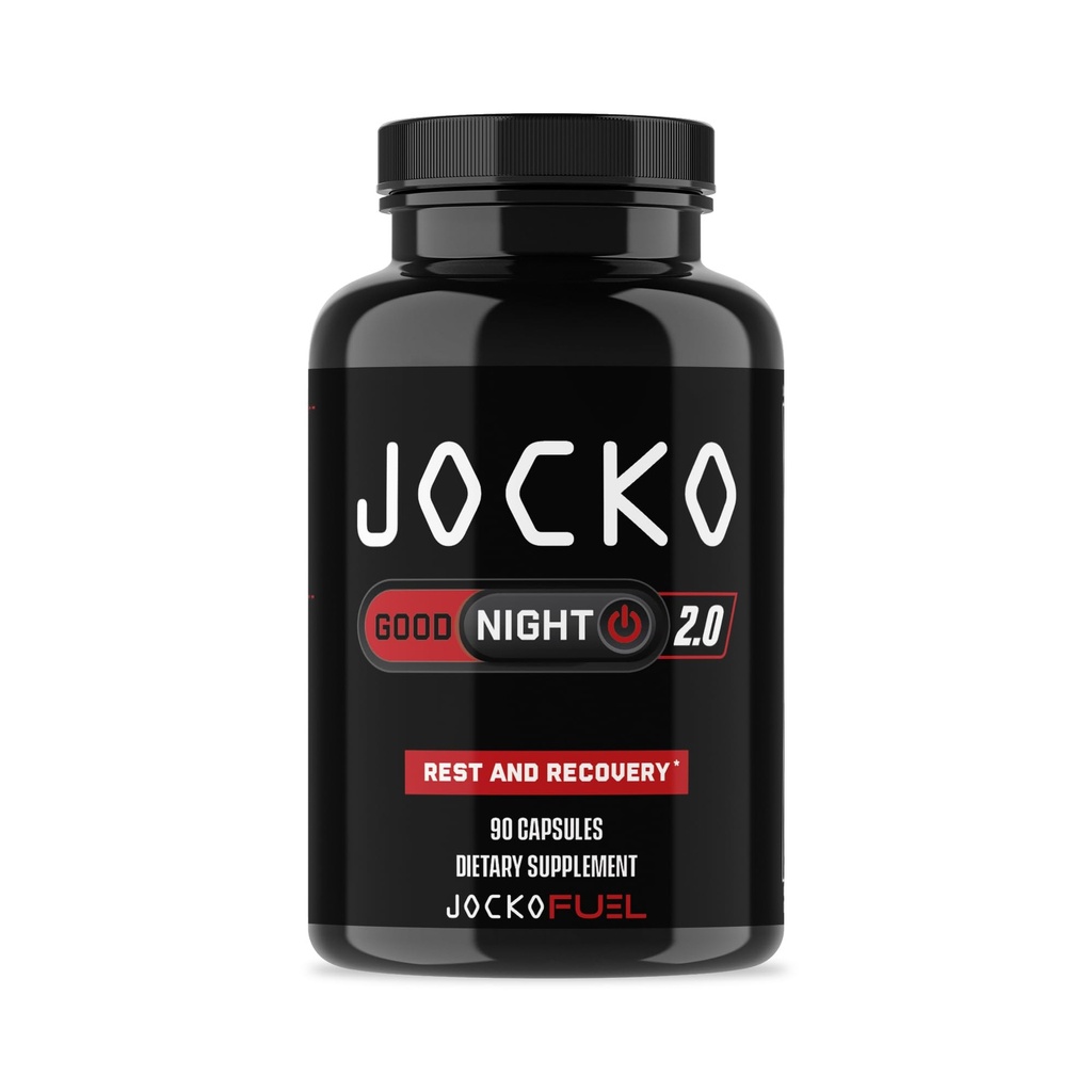 Jocko Brændstof God nat Natural Sleep Aid til voksne - Sovepiller til hvile & inddrivelse, Non- Habit Forming med Tart Cherry Extract, L- Theanine, Lavender, & Lemon Balm (90 Kapsler) Packaging May Vary