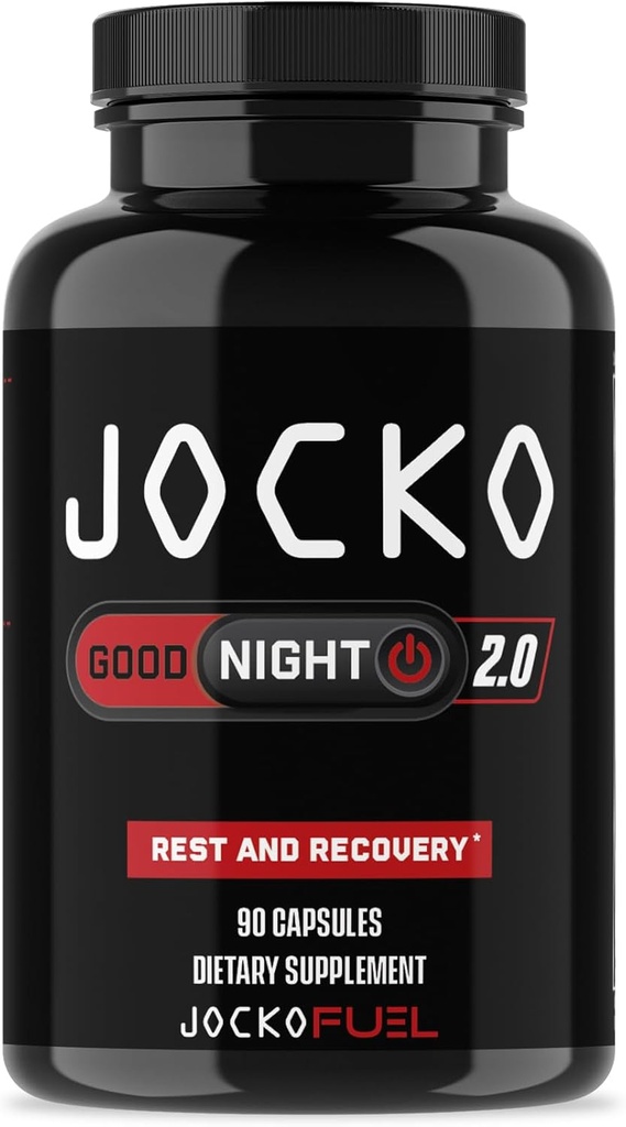 Jocko Fuel Good Night Natural Sleep Aid for Adults - Sleeping Pills for Rest & Recovery, Non-Habit Forming with Tart Cherry Extract, L-Theanine, Lavender, & Lemon Balm (90 Capsules) Packaging May Vary
