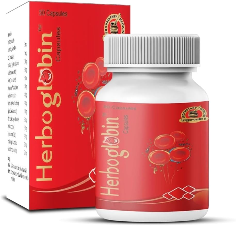 Herboglobin Capsule Herbal Remedy for Iron Dificiency Anæmi 4 pakker med 50 kapsler