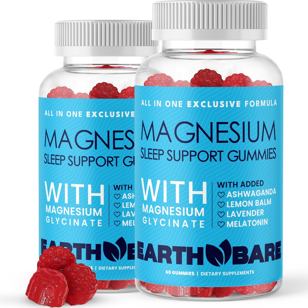 Sovegummier med Magnesium Glycinat, Melatonin, Ashwagandha og Lavendel - Ekstra styrke sovegumme, Magnesium og Melatonin supplement, 120 Tæl, 2 måneders forsyning