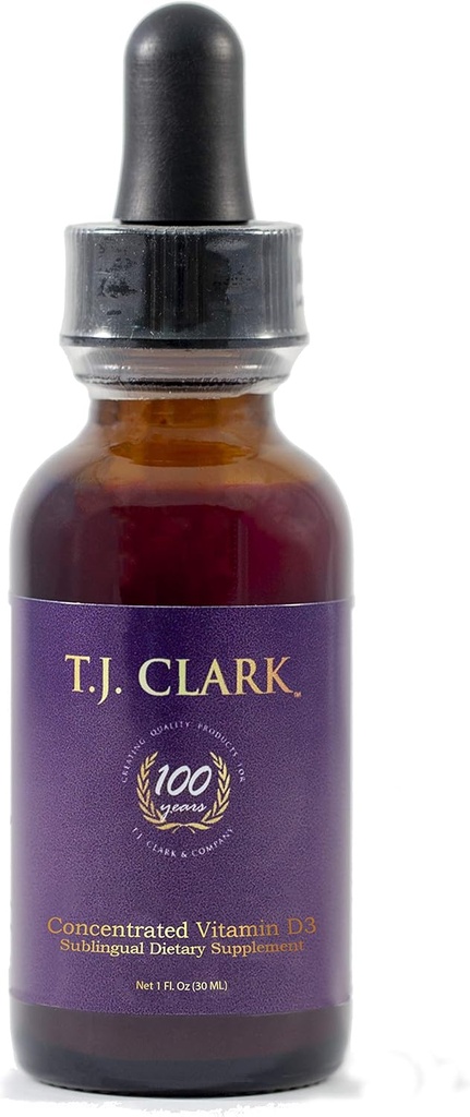 Flydende D3 125mcg / 5000 IE, 1 fl. oz. Koncentreret Sublingual Dietary Supplement, TJ Clark, Glass Dropper