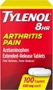 Tylenol 8HR Arthritis Pain Relief Caplets, 650 mg Acetaminophen for mindre arthritis & fælles smerte, Feber Reducer, Extended Release, Gentle på Mave, 100 ct