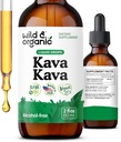 Wild & Organic Kava Kava Tincture 400 mg - Mood Support - Calming Root Extract Liquid Drops - 2 - Måned Supply - Vegan, Sugar & Alcohol- Free Drops - 2 fl oz