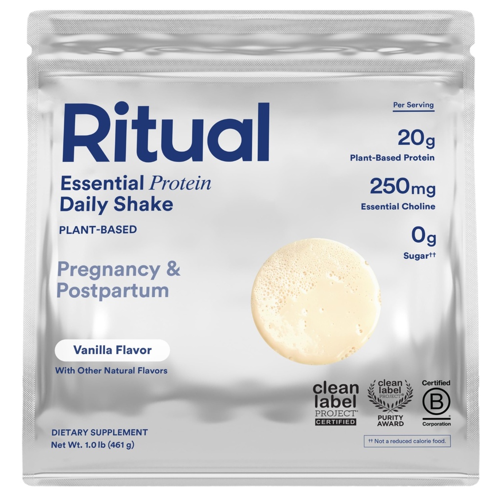 Ritual Prenatal Vegan Plant Based Protein Powder: Cholin til støtte Graviditet, Postpartum, & Amning, 20g Organic Pea Protein fra Regenerative Farms i USA, Sugar Free †, Vanilla, 1 Lbs
