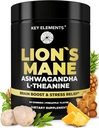 High Strength Extract Organic Lions Mane Mushroom Gummies med Ashwagandha & L- Theanine - Potent Lions Mane Brain Kosttilskud til hukommelse & afslapning - Mushroom Gummies for Focus