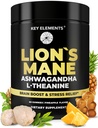High Strength Extract Organic Lions Mane Mushroom Gummies med Ashwagandha & L- Theanine - Potent Lions Mane Brain Kosttilskud til hukommelse & afslapning - Mushroom Gummies for Focus