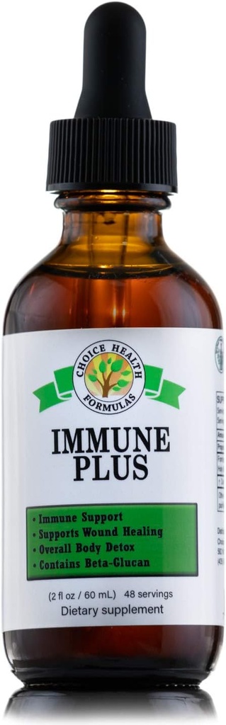 Choice Health immunPlus (2 oz) Total Body Detox, Immunity Strength, WOund Healing & immunsupport Booster Kostertilskud - Vegan, Non GMO & Gluten Free