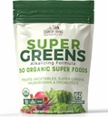 Country Farms Super Green Natural Flavor, 50 Organic Super Foods, USDA Organic Drink Mix, Frugter, Grøntsager, Super Green, med Fiber, Svampe & Probiotika, Understøtter Energi, 60 Servering, 900g