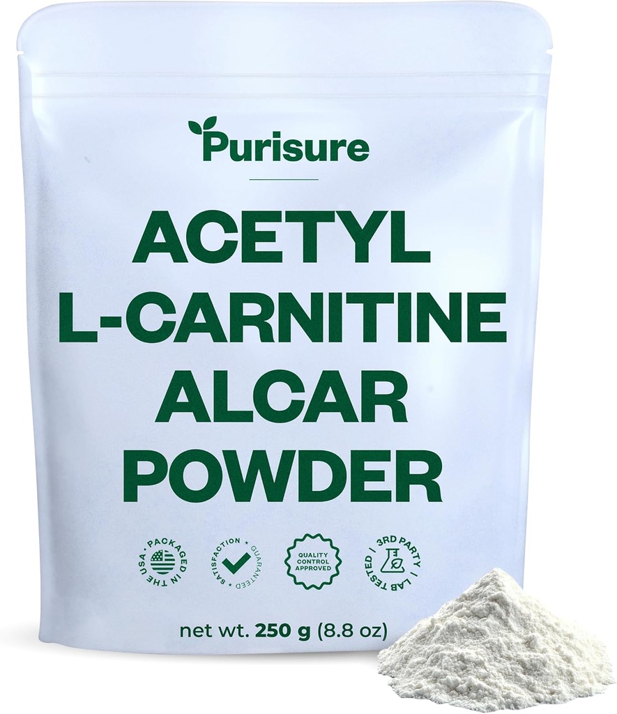 Fritid Acetyl L- Carnitin Powder, 250g, ALICAR Powder, Aminosyre supplement, Acetyl L- Carnitin tillæg for bedre kognitiv ydeevne og muskuløs Endurance, Gluten Free, Non- GMO, 500 Servere