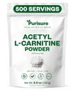 Fritid Acetyl L- Carnitin Powder, 250g, ALICAR Powder, Aminosyre supplement, Acetyl L- Carnitin tillæg for bedre kognitiv ydeevne og muskuløs Endurance, Gluten Free, Non- GMO, 500 Servere