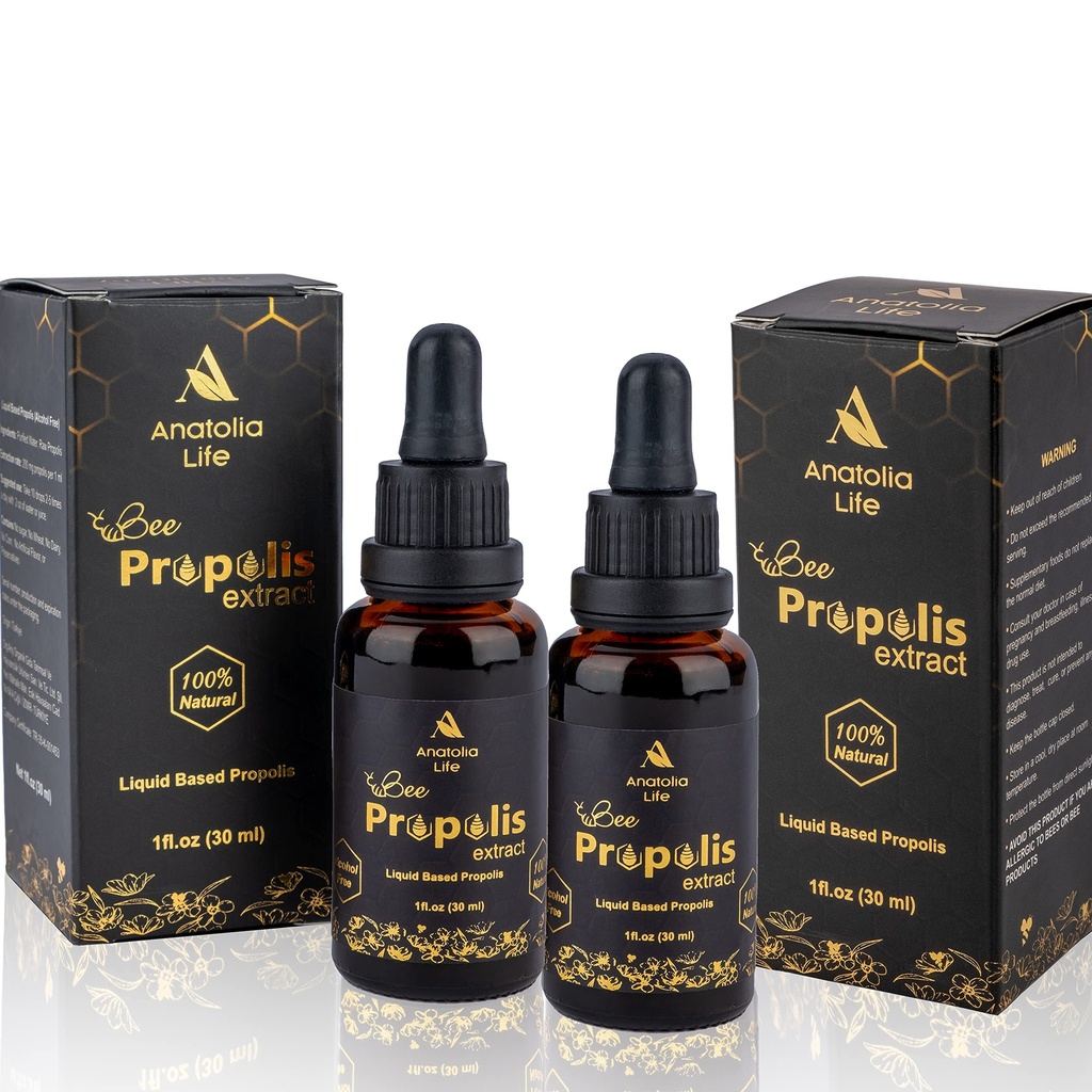 Natural Bee Propolis Extract, 30 mL, Advanced Liquid Tincture Immunsystem Booster og Sæsonforsvar, Pure High Potency Herbal Supplement, Non- GMO (Propolis (2) Pack)...