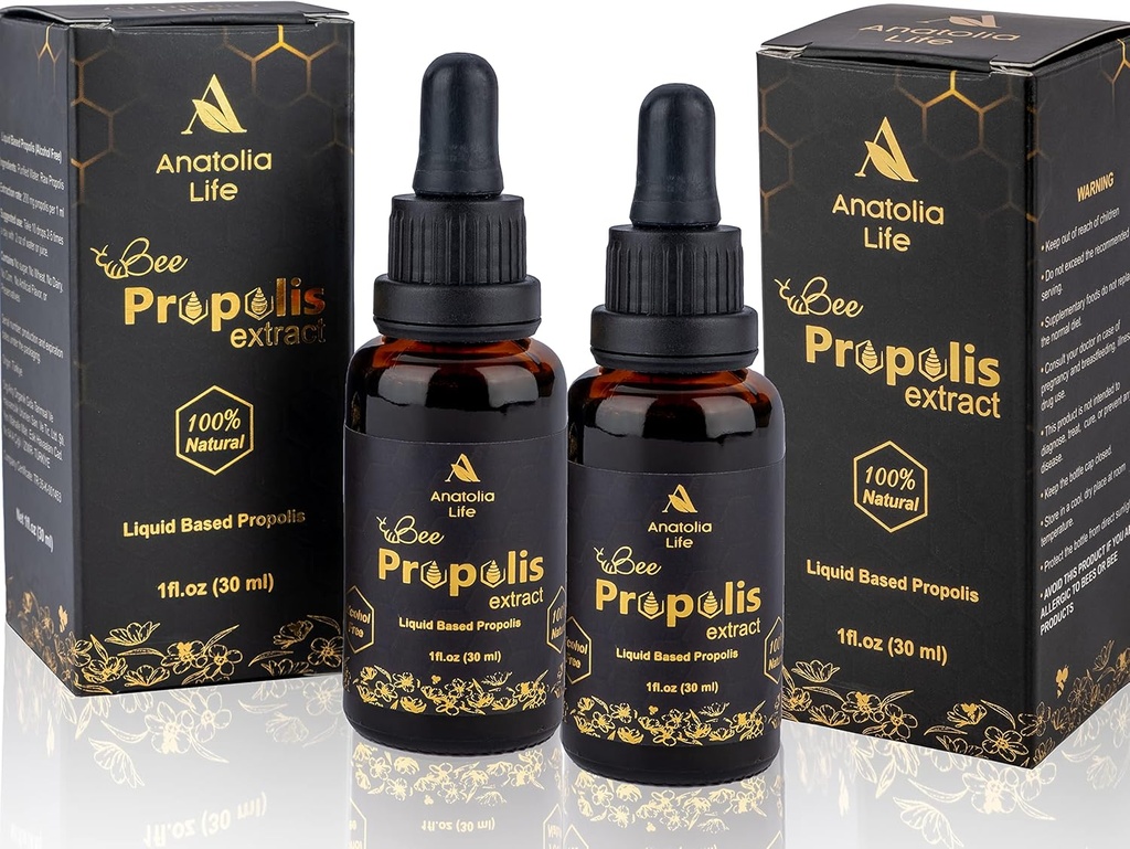 Natural Bee Propolis Extract, 30 mL, Advanced Liquid Tincture Immunsystem Booster og Sæsonforsvar, Pure High Potency Herbal Supplement, Non- GMO (Propolis (2) Pack)...